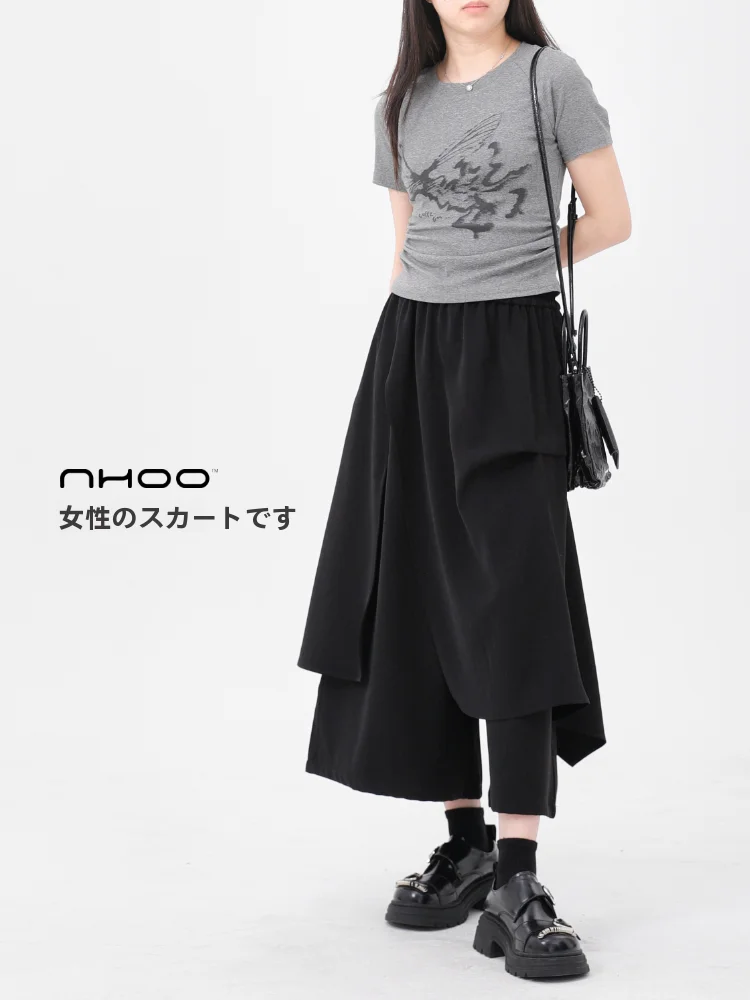 デザイン性のあるレイヤード風スカートパンツ【春夏向け・暗黒スタイル】の着こなしと選定ガイド