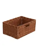 日本風デザインの仿藤収納バスケット【デスクトップ用・ハンドル付き・手編み】