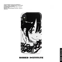二次元イラストデザイン スマートフォンケース【白黒・ソフトシリコン・Huawei P60/iPhone 11/12/13/14/15/16対応】