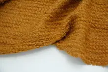 デザイン性のあるストレッチ カーキ色のストライプニットウール生地【カーディガン用】