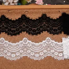 幅広の波形エッジの弾性レースフリル【DIY手作り用・透明感のある装飾布】