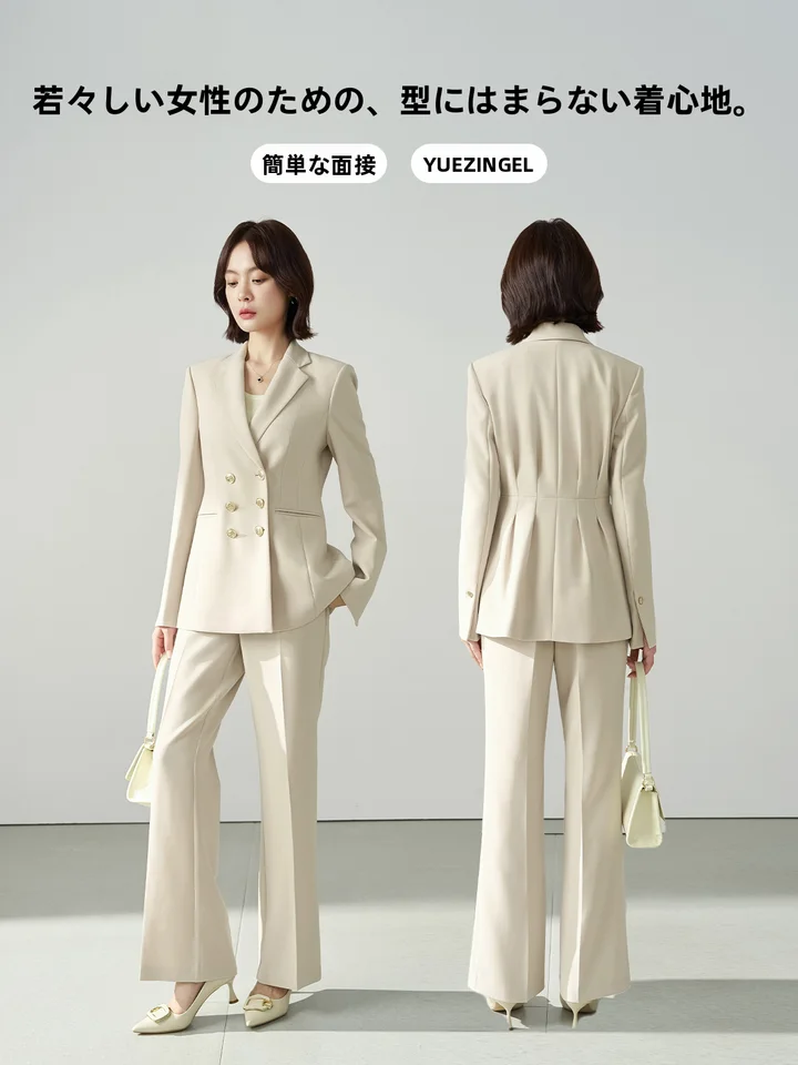 春に最適！濃紺の女性用ジャケット【ビジネススタイル・高級デザイン】（セットアップ対応）