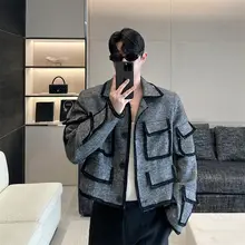 多ポケットデザインの男性向けショートジャケット【ヴィンテージ風・ファッショナブル・春用】（セットアップ対応）