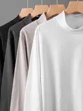 極上の柔らかさのハイネック長袖Tシャツ【メンズ・秋冬用・無地・ゆったりサイズ・カジュアル】