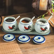 陶器製 調味料入れ【辛味調味料・塩・油用・アンティーク風】（セットアップ対応）