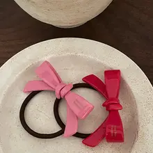 アクリル製さわやかリボンヘアゴム【カラフル・質感のあるデザイン・ポニーテール用】