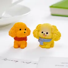 かわいいテディベアドットスカーフのミニ犬フィギュア【車内デスク用・DIY装飾アクセサリー】
