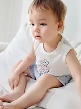 考拉鼻鼻【通気性小メッシュ・爽やかなコットン】男女兼用子供用夏用ノースリーブTシャツ（セットアップ対応）