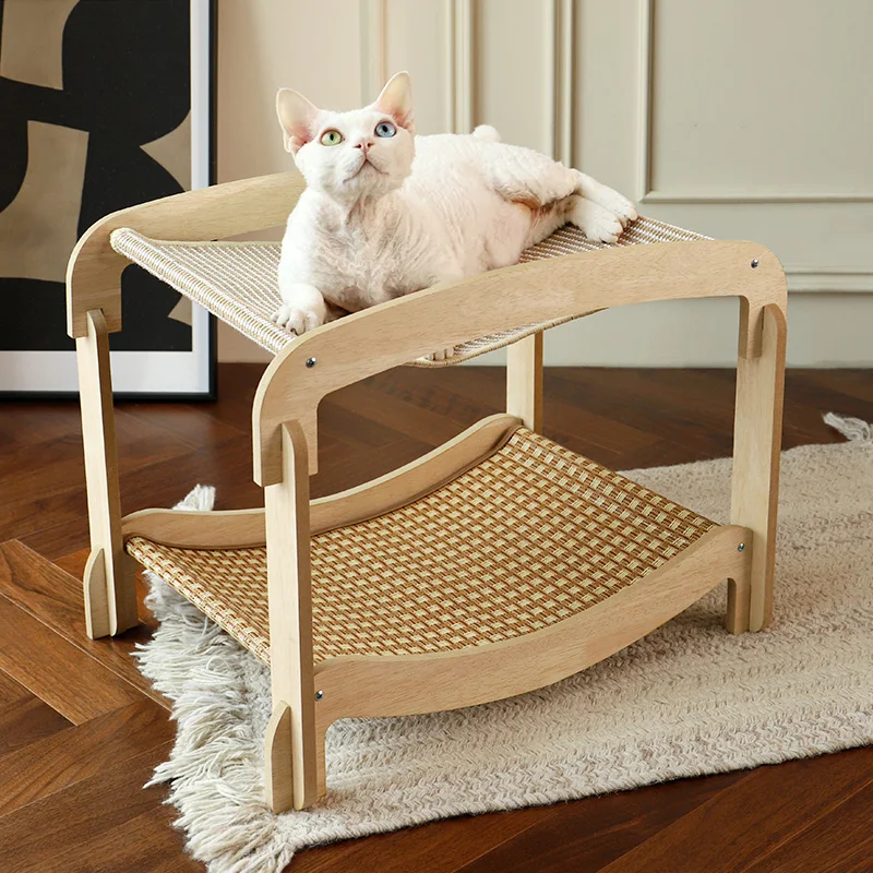 麻製キャットタワー二段式：おしゃれで耐久性のある猫の巣を実現