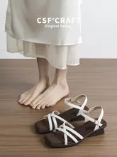 サンダル レディース 羊革 クロスストラップ ウェッジヒール スクエアトゥ オープントゥ フレンチ風 きれいめ 上品 着回し デイリー 夏