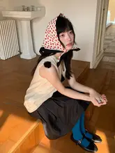 レトロな小花柄コットンバンダナ【女性用・春夏・ウエストリボン付き】
