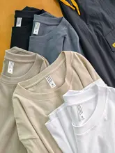 極上の柔らかさ 新疆長綿使用 落肩デザインの長袖Tシャツ【男性用・シンプル・カジュアル】