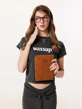 ロゴ入りショートスリーブTシャツ【シンプル・アメリカンスタイル・ラウンドネック】