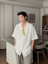 デザイン性の高いメンズ古巴襟半袖シャツ【夏用・カジュアル・ゆったりフィット】
