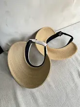 パール付きラフィア製フラットビルハット【日焼け防止・春夏用・おしゃれ】
