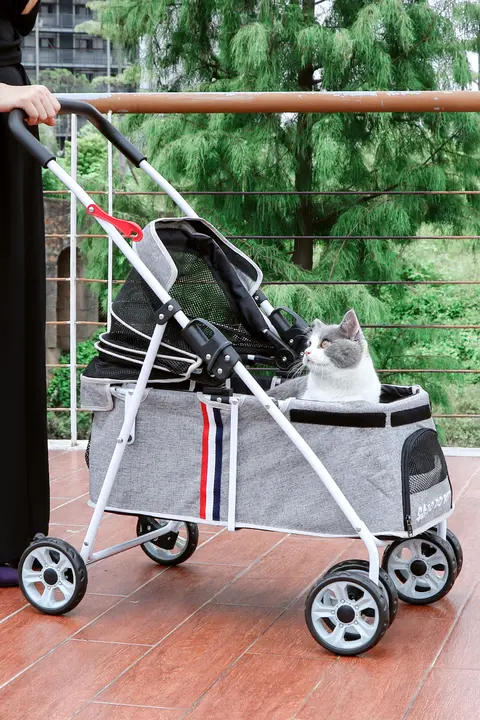 ペット用折りたたみ式キャリーカー【中小型犬・猫対応・軽量・便利な外出用】