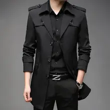 ビジネスカジュアルトレンチコート【中長丈・フラップカラー・コットン混】