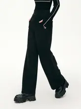 高腰ダブルボタン保温スリムストレートパンツ【冬用・長ズボン・レディース】（セットアップ対応）