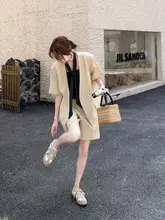 カーキ色ドット柄スカーフ付きスーツ【春夏用・女性・お洒落・小柄向け】（セットアップ対応）