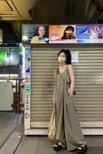 大阪優等生風 ビッグシルエットサロペット【調整可能なリボン付き・ゆったりした着心地】