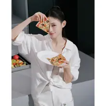 フィットの長袖シャツ【フレンチスタイル・ダブルポケット・日焼け防止】