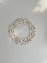 レトロ風 フランススタイル レース円形コースター【刺繍・白・防滑】