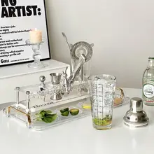 シェイカーセット ステンレス ガラス スタンド付き 家庭用 ホームバー おしゃれ 上品 カクテル レモンティー