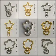 星とハートのデザイン！猫とイルカのシェル型キーリング【金銀色・アクセサリー】