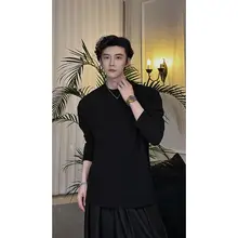 長袖Tシャツ 日常使用に適した 無地 ゆったりとした 肌触りが良い 柔らかい