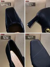 本革製 マリージェン ハイヒール【スクエアトゥ・ブラック・太ヒール・一字 strap】