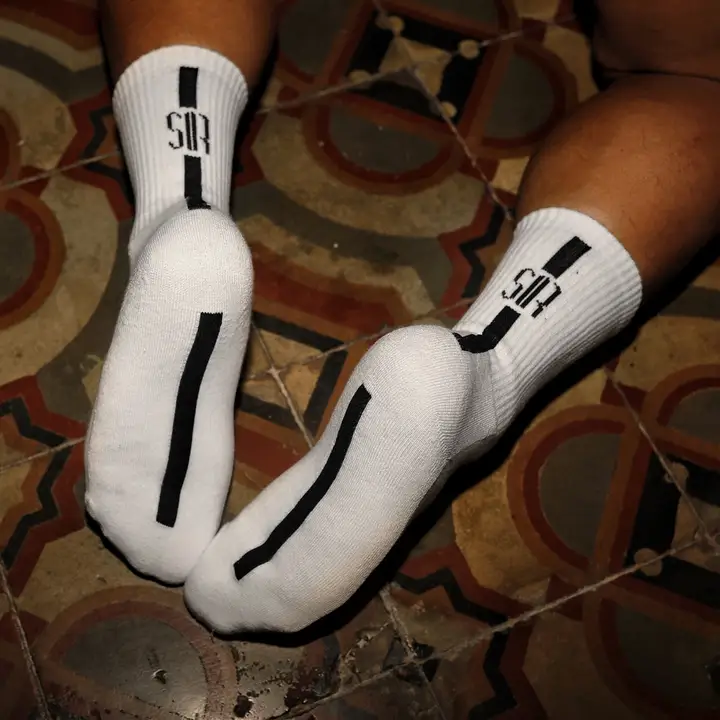 NOBLESTSIR メンズ中筒ソックス【タオル底・アルファベットデザイン・2足セット】