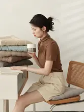 シンプルモダンなコットンリネン製チェアクッション【無地・厚手・チェック柄・オフィス 用・座椅子・畳用】