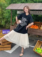 大きいサイズのエレガントな半袖ワンピース【夏用・マタニティ・フィット・フランス風】（セットアップ対応）