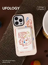 スマホカードケース マグネット式 MagSafe対応 iPhone用 オリジナルデザイン 猫柄 イラスト かわいい 「Ufology」