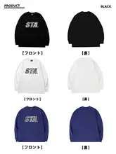 アメリカンストリートスタイルのロングスリーブTシャツ【ゆったりフィット・ラウンドネック・コットン】（セットアップ対応）