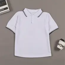 夏用ポロシャツ【白色・黒縁・ラウンドカラー・ゆったりサイズ・短袖】（セットアップ対応）