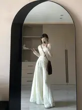 高身長向け春用レイヤードコーデ 褶皺メッシュトップスとロングフレアパンツ【ホワイト・キャミソール付き】（セットアップ対応）
