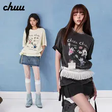 カートゥーンロゴTシャツ【レースリボン付き・夏用・短袖】