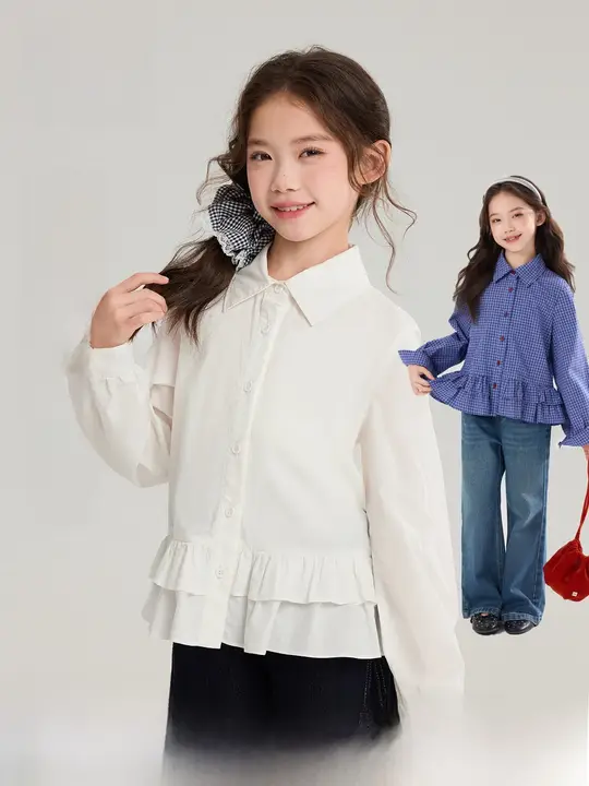 春の女の子用花柄シャツ【レース付き・韓国風・おしゃれ】